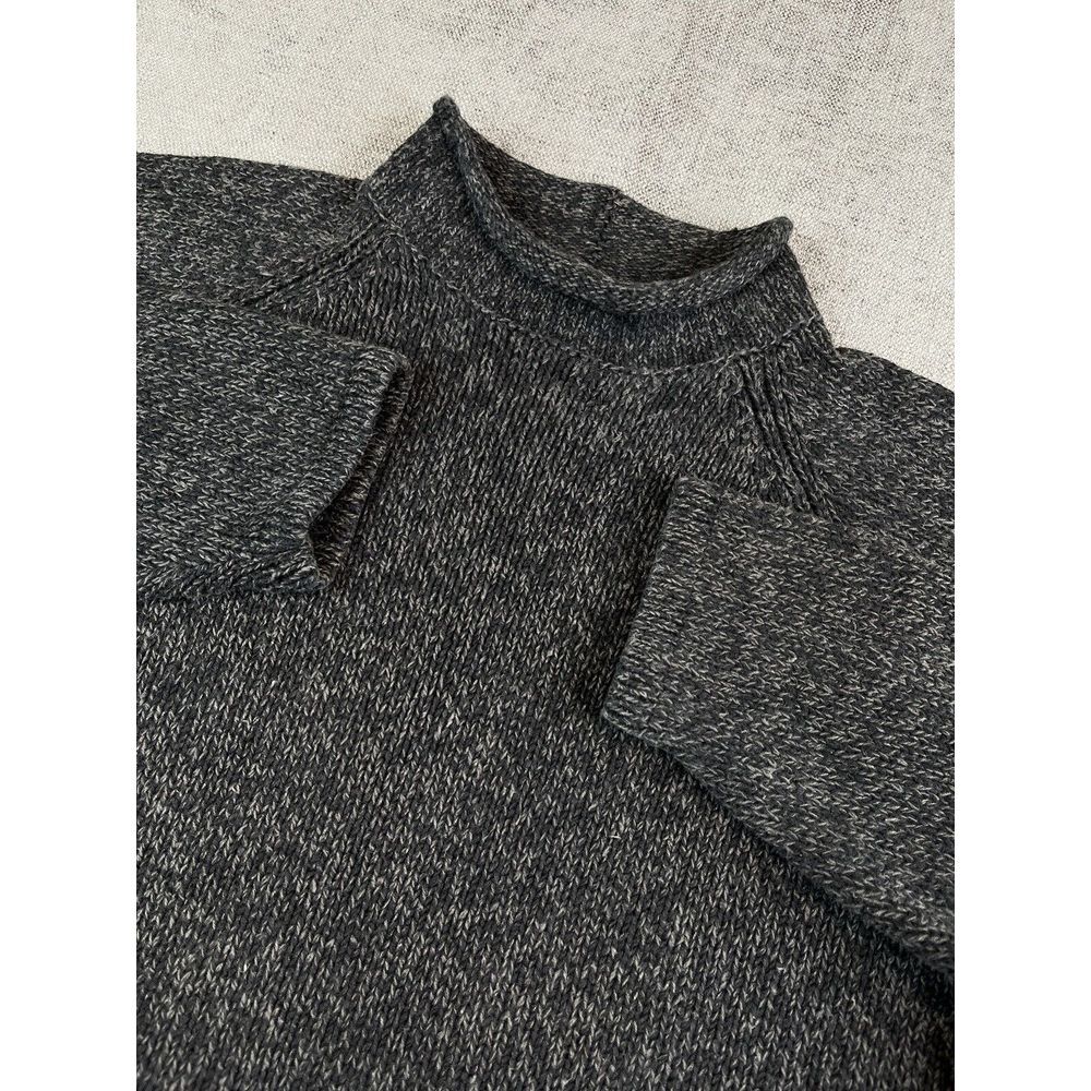 Vintage J Crew Roll Neck Sweater Men L Gray Oarsman Cotton Linen Knit Sweatshirt